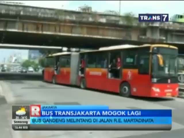 Bus Gandeng TransJakarta Mogok di Tengah Jalan