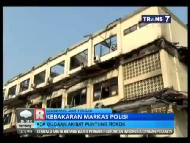 Kebakaran Markas Polisi, di Duga Akibat Puntung Rokok