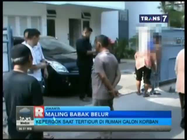 Maling Babak Belur, Kepergok Saat Tidur