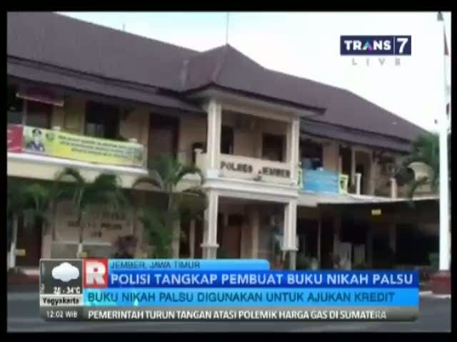 Polisi Tangkap Pembuat Buku Nikah Palsu 