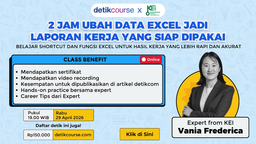 detikcourse: 2 Jam Ubah Data Excel Jadi Laporan Kerja yang Siap Dipakai