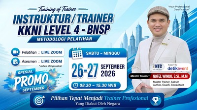 Training of Trainer (ToT) + Sertifikasi Level 4 BNSP RI Skema Instruktur / Trainer