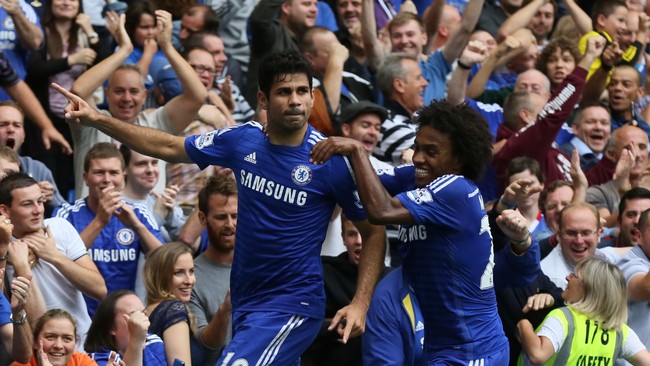Diego Costa mencetak satu gol untuk Chelsea di babak pertama melawan WBA dan menyamai rekor Papiss Cisse dan Mick Quinn.