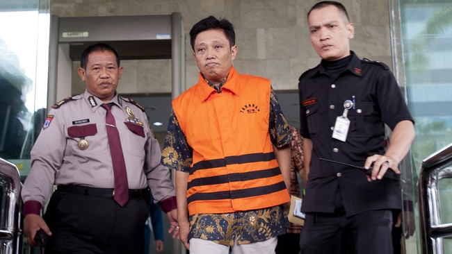 Machfud Suroso, bos PT Dutasari Citra Laras, menjalani sidang perdana dugaan korupsi proyek Hambalang yang merugikan negara Rp 465 miliar.