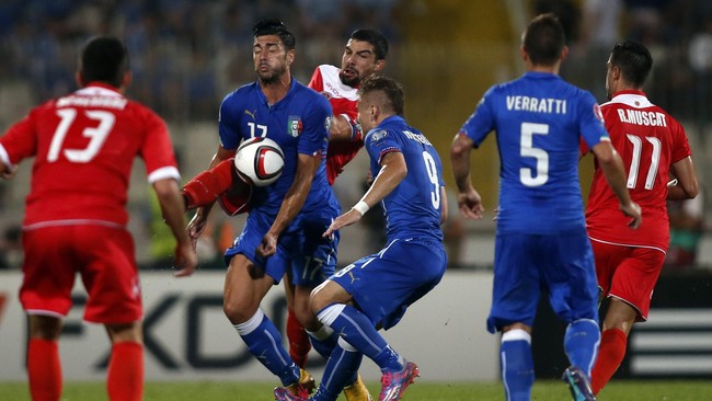 Penyerang Southampton, Graziano Pelle, 29, menghiasi debutnya bersama tim nasional Italia dengan sebuah gol kemenangan atas Malta, 1-0, Selasa (14/10) WIB.