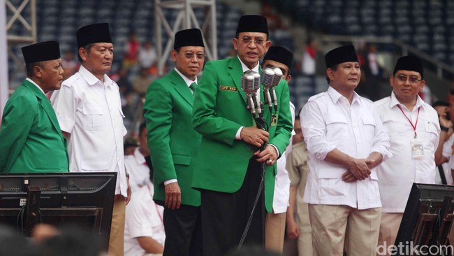 Eks calon presiden Prabowo Subianto menghadiri muktamar Partai Persatuan Pembangunan versi Suryadharma Ali di Hotel Sahid, Jakarta, Kamis (30/10).