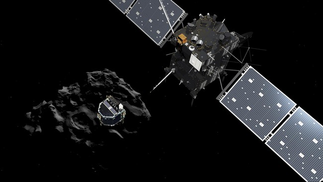 Misi Rosetta dikenal ketika pesawat induk itu berhasil mendaratkan pesawat robotika yang lebih kecil bernama Philae, ke Komet 67P/Churyumov-Gerasimenko.
