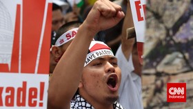 Buruh Demo Kantor PBB Jakarta Desak Kemerdekaan Palestina