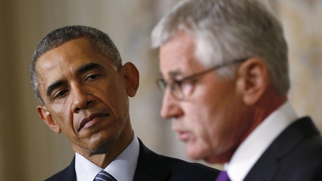 Pengunduran diri Menteri Pertahanan Amerika Serikat Chuck Hagel diduga karena tidak cocok dengan kebijakan Barack Obama terkait konflik Suriah dan Irak.
