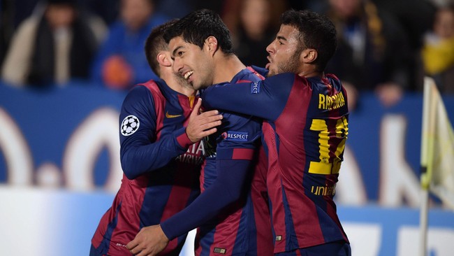 Penantian gol perdana Luis Suarez bersama Blaugrana terjawab sudah saat Barcelona menundukkan APOEL Nicosia di Stadion Neo GSP, Rabu (26/11) dini hari.