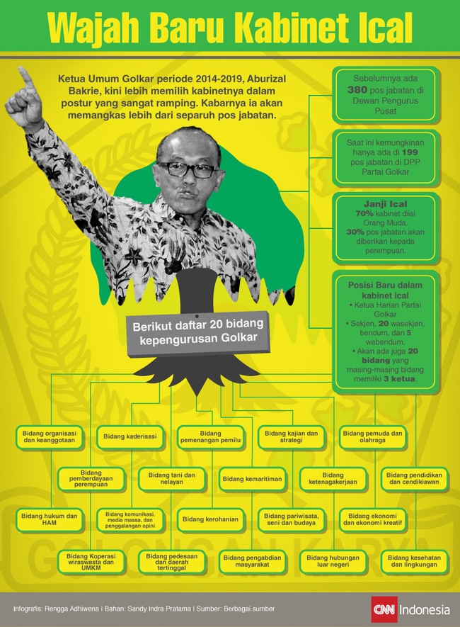 Aburizal Bakrie terpilih kembali memimpin Golkar secara aklamasi. Ia telah membentuk struktur pengurus baru, yang diklaim akan membawa Golkar jaya pada 2019.