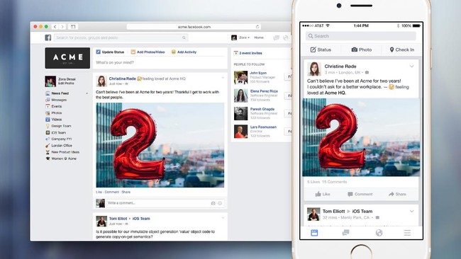 Facebook at Work akan jadi ruang bagi para pekerja di satu perusahaan untuk saling berbincang dan terhubung secara online melalui fitur yang ada di Facebook.