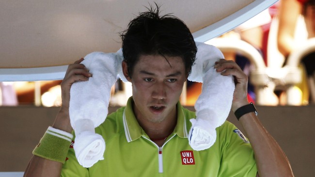 Nishikori hanya membutuhkan 2 jam dan 6 menit untuk mengalahkan David Ferrer pada pertandingan yang berlangsung di Melbourne Park, Australia, Senin (26/1).