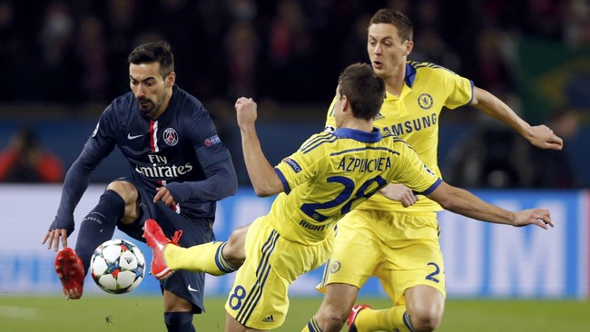 Chelsea unggul 1-0 atas PSG hingga jeda babak pertama leg pertama babak 16 besar Liga Champions di Parc des Princes, Selasa (17/2) waktu setempat.