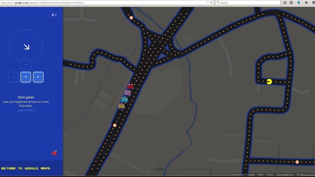 Jika mengakses Google Maps hari ini, Rabu (1/4) akan ada gambar Pac-Man di bagian kiri bawah monitor. Tinggal klik, dan layar berubah jadi arena Pac-Man.