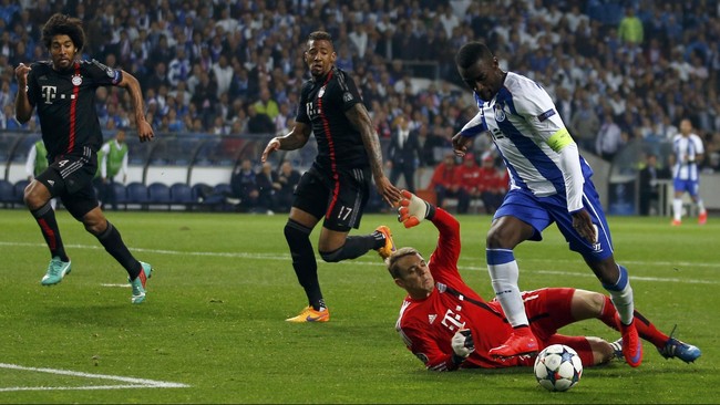 Bayern Munich meraih hasil buruk pada leg pertama perempat final Liga Champions setelah ditekuk FC Porto 1-3 di Estadio do Dragao, Rabu (15/4).