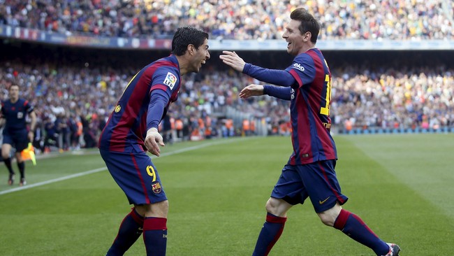 Barcelona berhasil mengakhiri babak pertama dengan skor 5-0. Trio Messi-Neymar-Suarez mencatatkan nama mereka di papan skor.