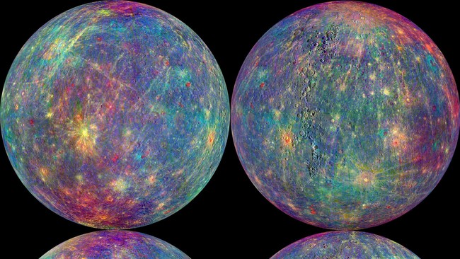 Gambar-gambar menakjubkan dari Merkurius, yang berhasil direkam oleh Messenger, pesawat ruang angkasa NASA. (Dok. NASA/Johns Hopkins University Applied Physics Laboratory/Carnegie Institution of Washington)