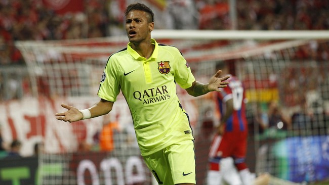 Mencetak dua gol saat melawan Bayern Munich di leg kedua semifinal Liga Champions, pemain penyerang Barcelona, Neymar miliki rekor setara Ronaldo.