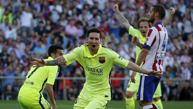 Perlawanan Atletico Madrid yang mampu menahan serangan Barcelona, hingga Lionel Messi cs hanya mampu unggul 1-0 dalam lanjutan Liga Spanyol, Senin (18/5).