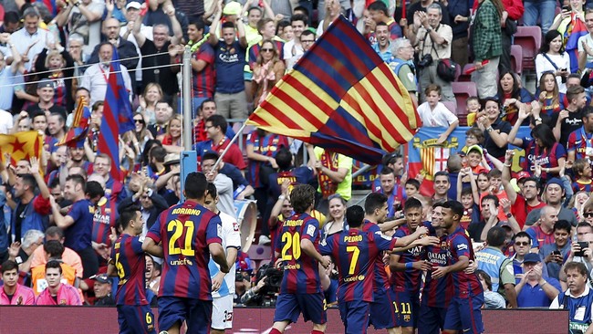 Barcelona tampil dominan di babak pertama dalam laga lawan Deportivo La Coruna dan unggul 1-0 lewat gol Lionel Messi.