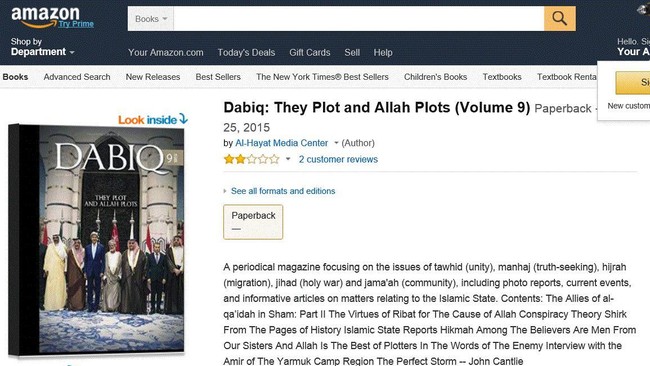 Amazon kebobolan. ISIS berhasil menjual majalah propaganda Dabiq di situs tersebut sejak Mei lalu.