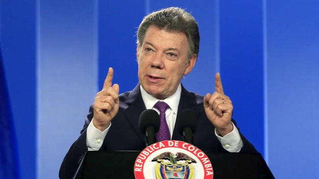 Presiden Kolombia Juan Manuel Santos berhasil memenangi penghargaan Nobel tahun 2016 berkat perannya dalam perdamaian dengan FARC.