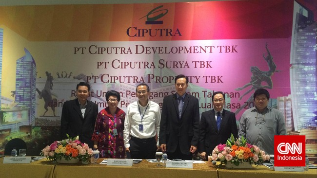 PT Ciputra Development Tbk tercatat baru meraup pemasukan Rp 3,2 triliun dari  hasil penjualan atau 29,3 persen dari target Rp 10,9 triliun sepanjang 2015.