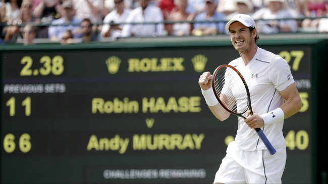 Murray melaju ke semifinal setelah mengalahkan petenis Kanada Vasek Pospisil dengan skor 6-4, 7-5, dan 6-4.