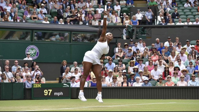 Serena Williams mengalahkan petenis berusia 21 tahun untuk memenangi final Wimbledon dan mendapatkan grand slam ke-21 sepanjang kariernya.