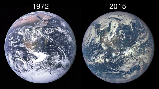 Membandingkan Foto Bumi yang Menakjubkan: 1972 Vs 2015 Satelit NASA berhasil memotret Planet Bumi dalam satu frame yang menakjubkan. Sebelumnya sudah ada foto tahun 1972. Apa perbedaannya?