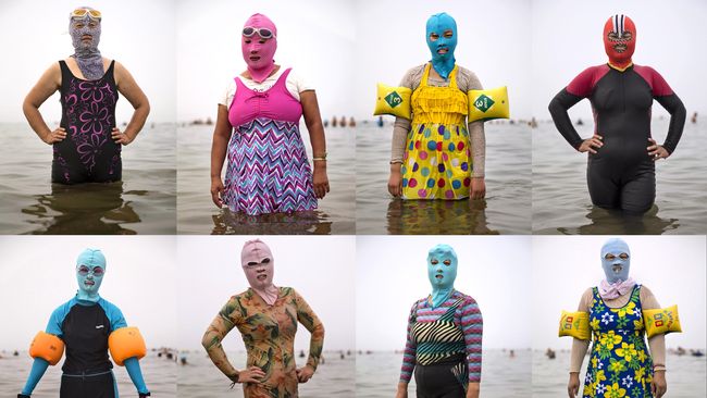 Facekini dipakai untuk melindungi wajah mereka dari sinar matahari dan ancaman kulit cokelat,  