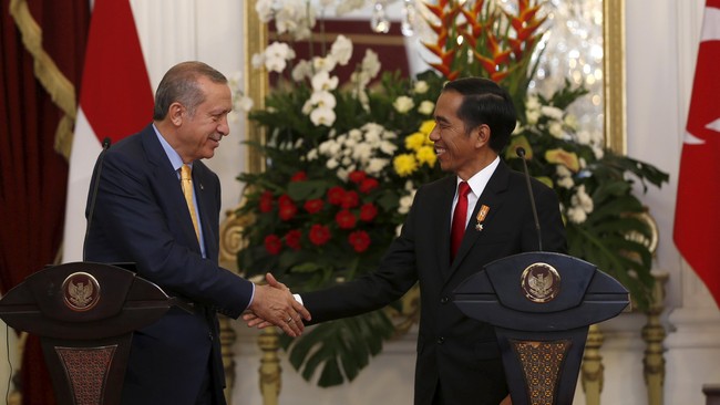 Presiden Turki Recep Tayyip Erdogan mengaku sangat senang lantaran memiliki kepentingan yang sama dengan Indonesia, terutama terkait isu terorisme.
