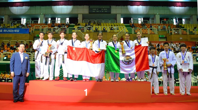 Taekwondoin Indonesia asuhan UTI Pro mengukir prestasi impresif. Kali ini mereka merekrut tiga medali emas pada ajang World Taekwondo Hanmadang 2015.