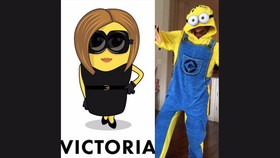 Aksi Victoria Beckham dalam Balutan Kostum Minion Lucu
