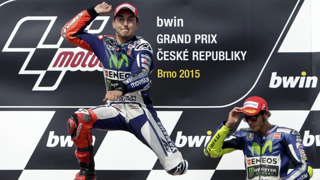 Pebalap Movistar Yamaha Jorge Lorenzo berhasil menjadi yang terbaik dalam sesi latihan bebas tiga MotoGP Ceko di Sirkuit Brno, Sabtu (20/8).