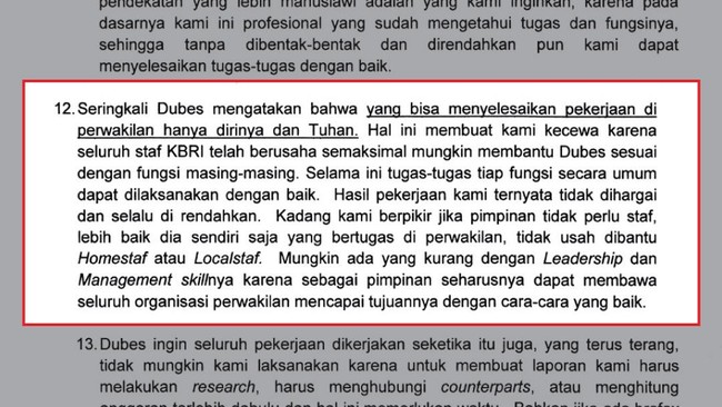 Mengakui telah menerima surat aduan diplomat RI di Argentina soal kepemimpinan dubes yang buruk, Kemlu RI akan melakukan investigasi menyeluruh.
