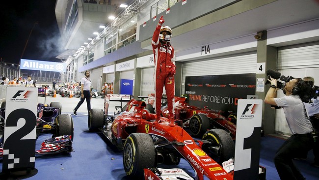 Pebalap Sebastian Vettel meraih kemenangan keempatnya di gelaran GP Singapura yang membuatnya layak disebut raja di Sirkuit Marian Bay tersebut.