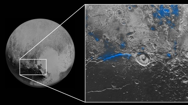 Foto New Horizon memperlihatkan adanya beberapa bagian di planet Pluto yang tertutupi air es (dok.New Horizons)