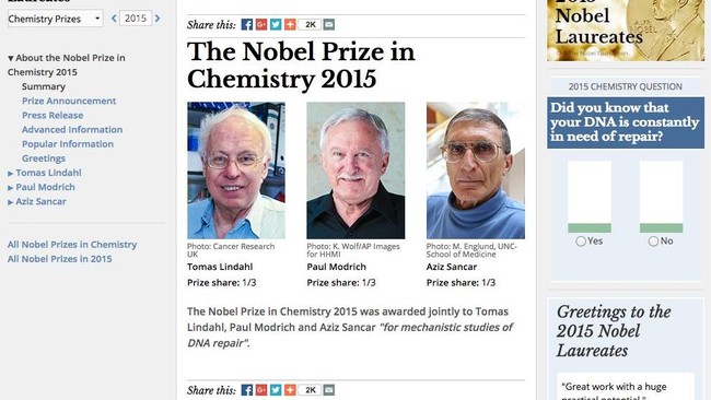Di bidang sains, ada tiga ilmuwan yang mendapatkan Nobel berkat penelitian mereka tentang metode perbaikan DNA secara mekanis. Ini kisah mereka.