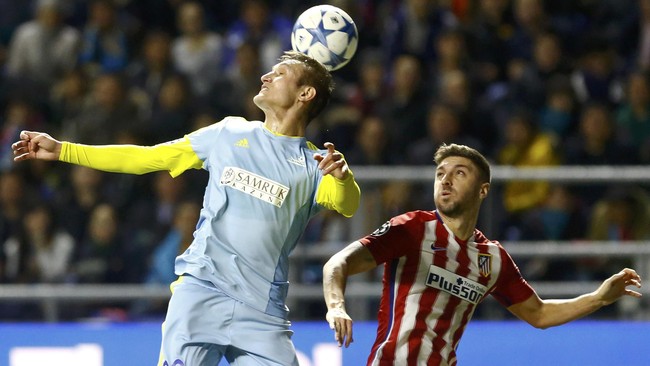Atletico Madrid hanya mampu bermain imbang saat dijamu FC Astana pada lanjutan Grup C Liga Champions di Astana Arena, Selasa (3/11).