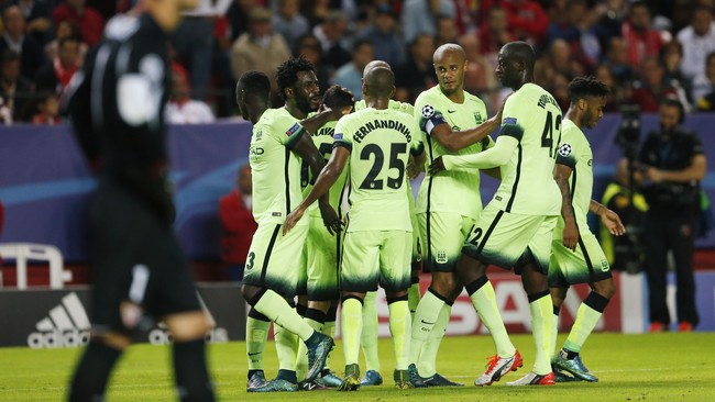 Manchester City berhasil meraih kemenangan 3-1 atas Sevilla pada lanjutan Grup D Liga Champions di Stadion Ramon Sanchez Pizjuan.