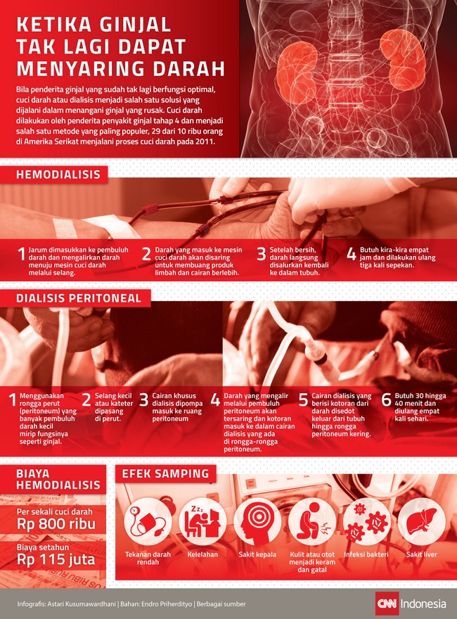 Saat ginjal tak lagi berfungsi optimal, cuci darah menjadi salah satu solusi yang dijalani dalam menangani ginjal yang rusak.