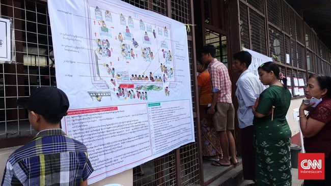 Pemungutan suara dalam Pemilu Myanmar berlangsung ketat dengan partisipasi pemilih yang minim di tengah konflik bersenjata dan pembatasan keamanan.