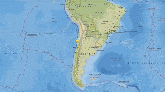 Gempa berkekuatan 6,9 skala Richter mengguncang pesisir Chile pada Selasa malam waktu setempat (11/11).