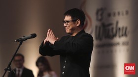 Potret Jet Li Membuka Kejuaraan Dunia Wushu di Jakarta