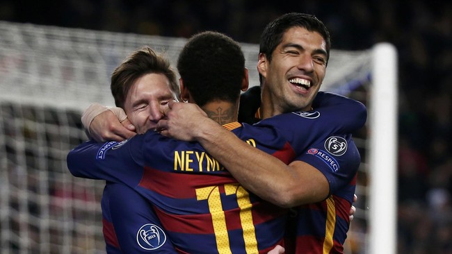 Statistik spektakuler diciptakan trio MSN Barcelona. Ketiga pemain itu sudah mencetak gol lebih banyak dari klub-klub kasta tertinggi di Eropa sepanjang 2015.