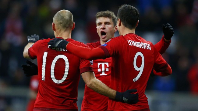 Bayern Munich mampu tampil dominan dan mengakhiri babak pertama dengan keunggulan 3-0 atas Olympiakos.