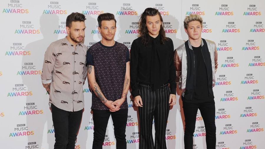 BIRMINGHAM, ENGLAND - DECEMBER 10:  Liam Payne, Louis Tomlinson, Harry Styles and Niall Horan of One Direction attend the BBC Music Awards at Genting Arena on December 10, 2015 in Birmingham, England.  (Photo by Eamonn M. McCormack/Getty Images)