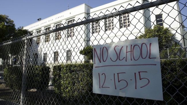 Ancaman bom di Los Angeles, AS, yang berujung kepada penutupan 1.500 sekolah, tidak terjadi dan dinyatakan sebagai tipuan.
